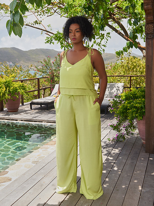 Shop Camille PJ Lounge Trousers in Lime Organic Bamboo