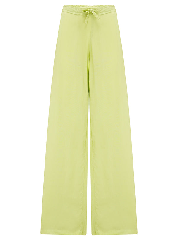 Camille PJ Lounge Trousers in Lime Organic Bamboo front view