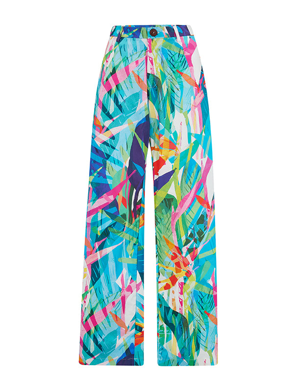 Maureen Wide Leg Trouser in Bird of Paradise Printed Organic Cotton Canvas front view
