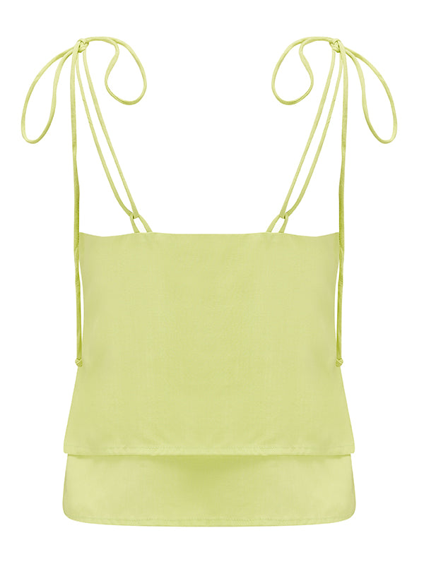 Olivia Layered Top in Lime Organic Bamboo back view