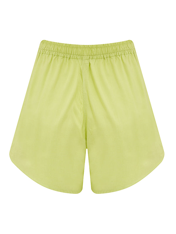 Simi Drawstring Shorts in Lime Organic Bamboo back view